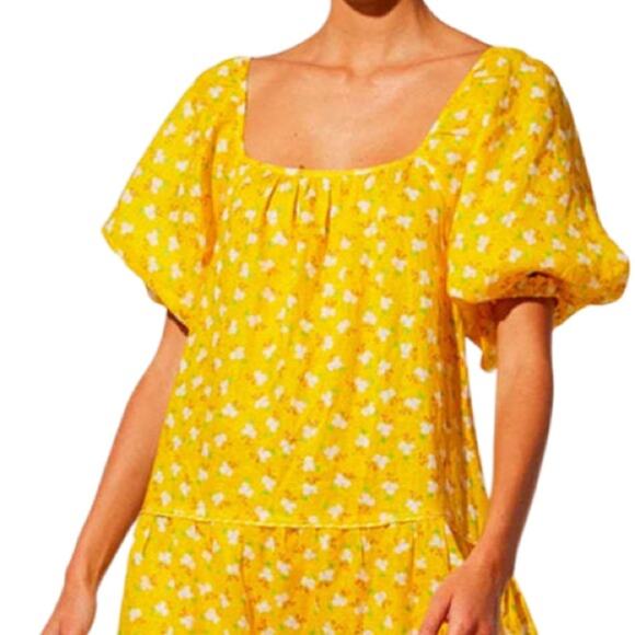 SOLID AND STRIPED PEASANT DRESS - DITSY FLORAL Size Large NWOT - Picture 5 of 9